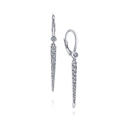 Diamond and White Gold Drop Spike Earrings